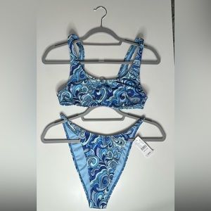 NEW WITH TAGS - PACSUN women’s blue paisley terry texture bikini set